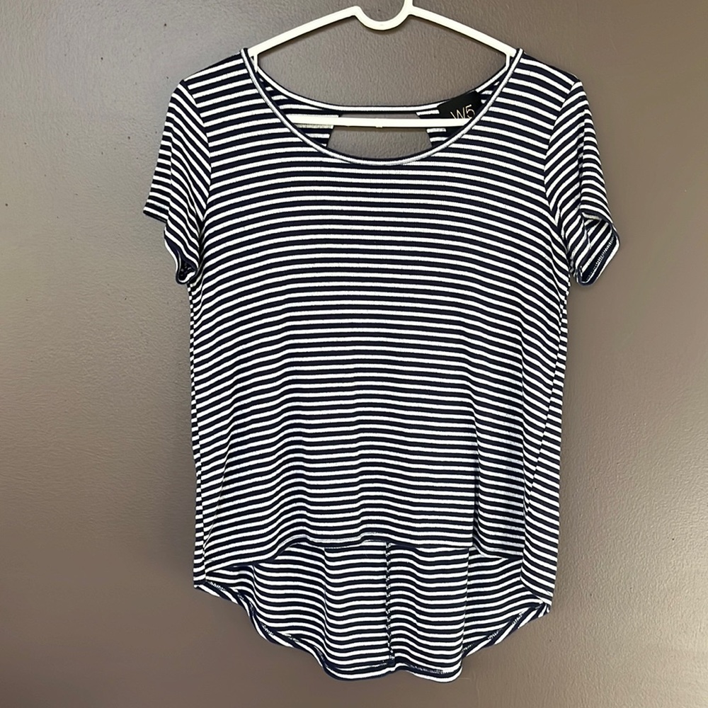 Blue and white stripped, open back top, W5, Medium